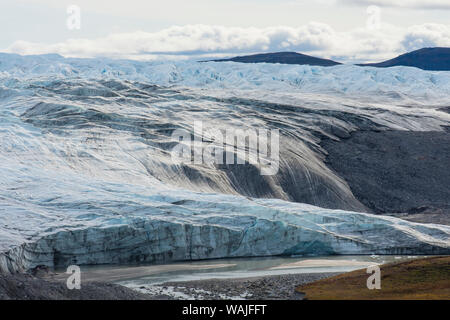 Le Groenland. Kangerlussuaq. Le recul du glacier Russell au bord de la calotte de glace. Banque D'Images