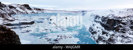 L'Islande, cercle d'or, Gullfoss. Cascade de Gullfoss en hiver. En tant que crédit : Wendy Kaveney Jaynes / Galerie / DanitaDelimont.com Banque D'Images