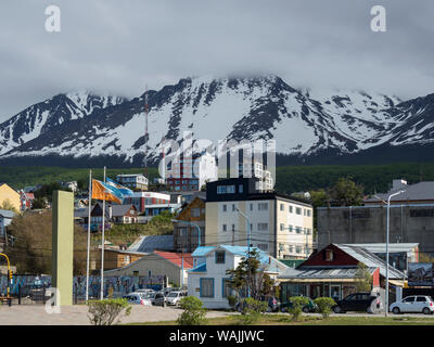 Ville Ushuaia sur la Terre de Feu en Patagonie. L'Amérique du Sud, l'Argentine (usage éditorial uniquement) Banque D'Images