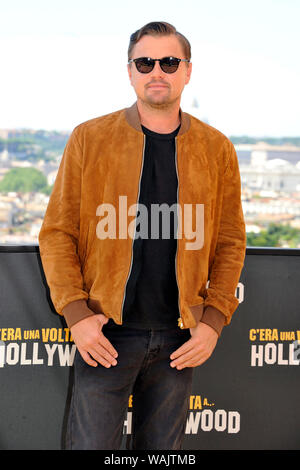 Leonardo DiCaprio participant à la "Il était une fois dans... Hollywood' photocall à l'Hôtel de la Ville le 3 août 2019 à Rome, Italie. Banque D'Images