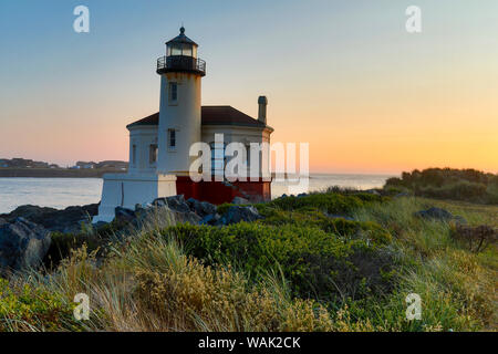 Lumière du soir sur phare de coquille River, Oregon Bullards State Park, Oregon Banque D'Images