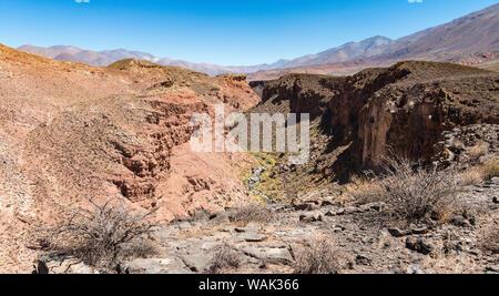 Canyon du Rio Calchaqui à Puente del Diablo. L'Altiplano en Argentine, le paysage le long de la RN 40 près de col Abra del Acay (4895m). L'Amérique du Sud, Argentine Banque D'Images