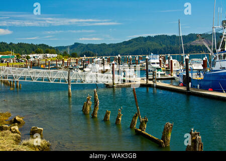 Les quais, la rivière Siuslaw, Florence, Vieille Ville, Oregon, USA. Banque D'Images