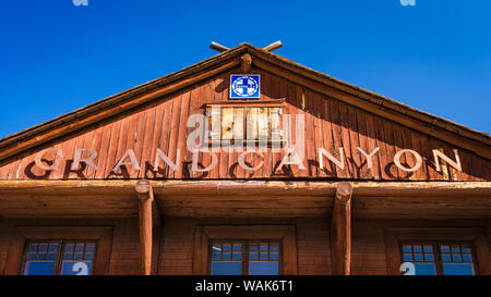 Grand Canyon Railway Depot, le Parc National du Grand Canyon, Arizona, USA. Banque D'Images