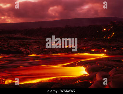 Affichage de Pu'u O'o flux actif, Hawaii Volcanoes National Park, Big Island, Hawaii Banque D'Images