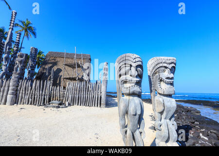 Lieu de refuge, de Pu'uhonua o Honaunau National Historical Park, le capitaine Cook, Big Island, Hawaii, USA Banque D'Images