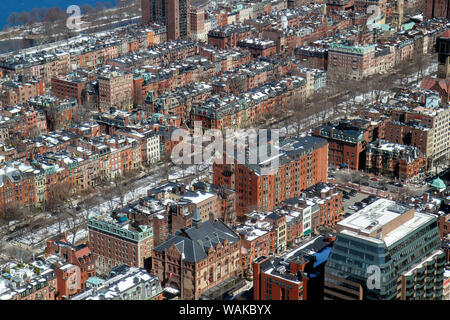 En hiver vue aérienne du quartier de Back Bay, Boston, Massachusetts, USA Banque D'Images