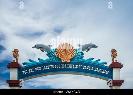 USA, New Jersey, Wildwoods. Boardwalk de Wildwood sign Banque D'Images