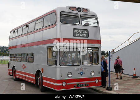 1962 Leyland Atlantean exploité Silver Star Weymann body double decker bus. Banque D'Images