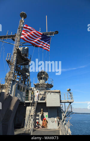 Vues à bord du USS Bunker Hill (CG 52), croiseur lance-missiles Seafair célébration. Parade de navires durant la Semaine de la flotte, la baie Elliott, Seattle, Washington State, USA (usage éditorial uniquement) Banque D'Images