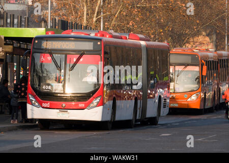 Des bus publics de Transantiago Santiago, Chili Banque D'Images