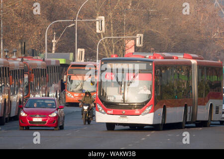 Des bus publics de Transantiago Santiago, Chili Banque D'Images