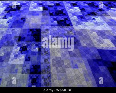 Abstract Blue Square perspective fractale fond style mosaïque Banque D'Images