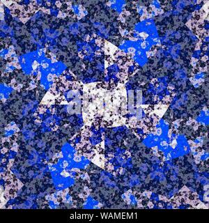 Résumé bleu mosaïque fractale hexagonale symétrique Banque D'Images