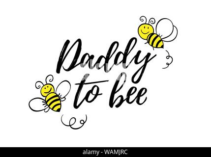 Papa à abeille phrase avec doodle abeilles sur fond blanc. L'affiche de lettrage, conception de cartes ou t-shirt, impression textile. Citation inspirante motivation créative Illustration de Vecteur