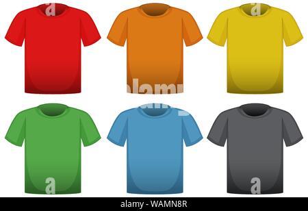 T-shirts en six couleurs différentes illustration Illustration de Vecteur