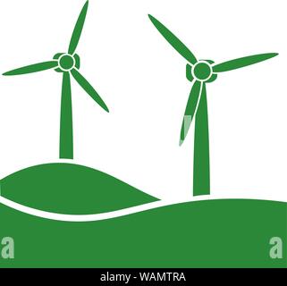 Éolienne, green eco friendly power generation icon vector illustration Illustration de Vecteur