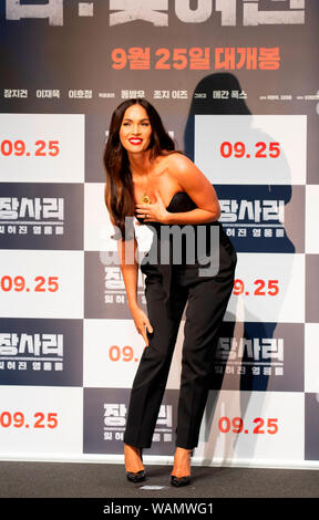 Megan Fox, le 21 août 2019 : Hollywood star Megan Fox assiste à une vitrine pour son nouveau film 'Bataille d'Jangsari' dans un théâtre à Séoul, Corée du Sud. La Korean Film raconte l'histoire d'un groupe de 772 étudiants sud-coréens soldats qui se sont battus contre la Corée du Nord pendant la guerre de Corée (1950-1953). Il frappera les écrans coréens locaux le 25 septembre. Credit : Lee Jae-Won/AFLO/Alamy Live News Banque D'Images