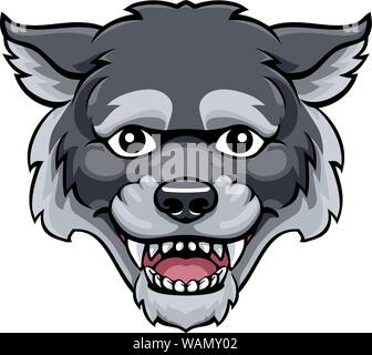 Mascotte loup heureux mignon personnage Illustration de Vecteur