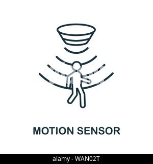 Icône de contour du capteur de mouvement. Style de ligne fine de la collection d'icônes de capteurs. Pixel Perfect simple Element motion Sensor icône pour la conception Web, les applications Illustration de Vecteur