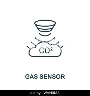 Icône de contour du capteur de gaz. Style de ligne fine de la collection d'icônes de capteurs. Pixel Perfect simple élément capteur de gaz icône pour la conception de sites Web, les applications, les logiciels Illustration de Vecteur