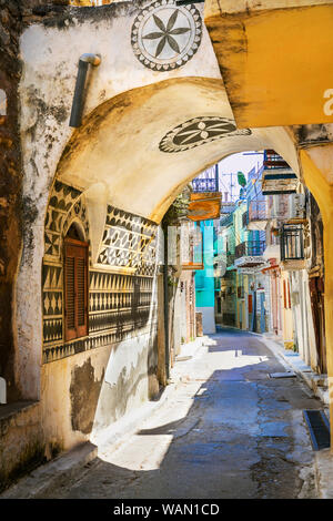 Magnifique village traditionnel unique sur l'île de Chios de Pyrgi. appelé comme(sculpté peint) village de Grèce Banque D'Images