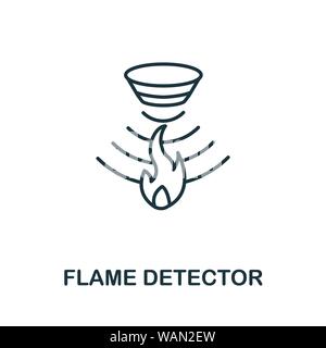 Icône de contour du détecteur de flamme. Style de ligne fine de la collection d'icônes de capteurs. Pixel Perfect simple élément détecteur de flamme icône pour la conception de sites Web, applications Illustration de Vecteur