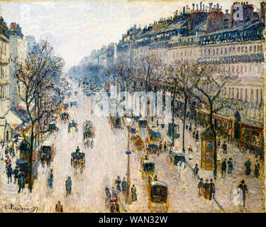 Camille Pissarro, le boulevard Montmartre le matin d'hiver, peinture impressionniste, 1897 Banque D'Images