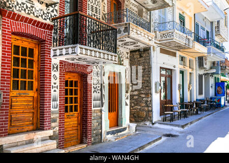 Magnifique village traditionnel unique sur l'île de Chios de Pyrgi. appelé comme(sculpté peint) village de Grèce Banque D'Images