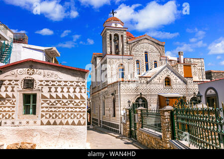 Magnifique village traditionnel unique sur l'île de Chios de Pyrgi. appelé comme(sculpté peint) village de Grèce Banque D'Images