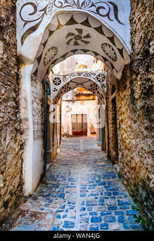 Magnifique village traditionnel unique sur l'île de Chios de Pyrgi. appelé comme(sculpté peint) village de Grèce Banque D'Images