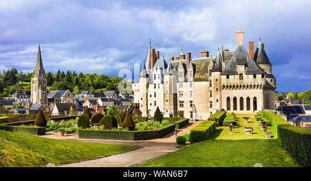 Le château de Langeais impressionnant,Val de Loire,France. Banque D'Images