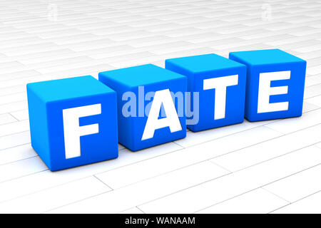 Rendu 3D illustration du mot sort faite de cubes. Banque D'Images