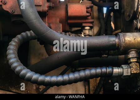 Contexte industriel - Flexibles hydrauliques de machines lourdes Banque D'Images