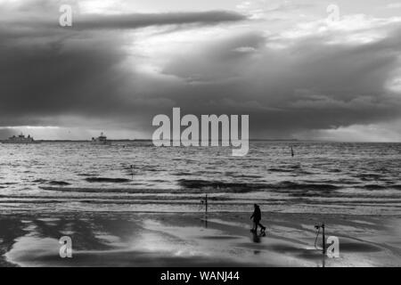 Le Relais Du Lac, Norderney, Strand, Meer, Himmel, Wolken, Boje, Spaziergaenger Faehre, Banque D'Images