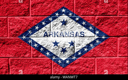 État du pavillon de l'Arkansas close up peint sur un mur fissuré Banque D'Images