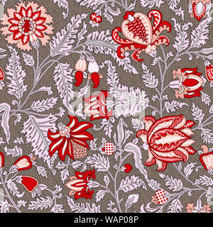 Motif floral seamless design textile indien. Wallpaper, fond, conception de sites web. Motif floral Banque D'Images