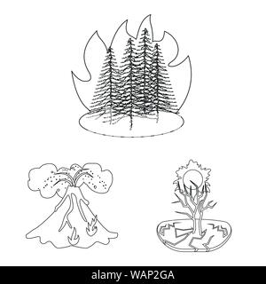 Vector illustration de cataclysme et logo de catastrophe. Ensemble de cataclysme et apocalypse symbole boursier pour le web. Illustration de Vecteur