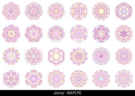 Abstract colorful flower mandala symbol set - résumé vecteur conception ronde des éléments de formes géométriques Illustration de Vecteur