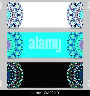 Horizontal coloré floral mandala banner set - abstract vector graphic design avec géométrie ronde Illustration de Vecteur