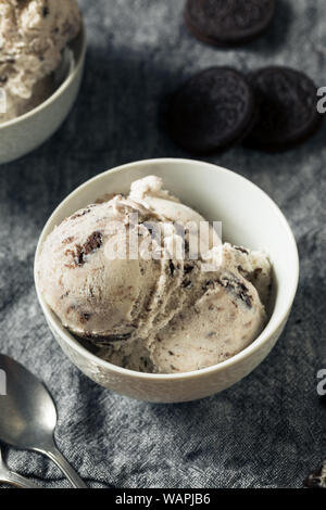 Crème au Chocolat maison et Cookes Icecream dans un bol Banque D'Images