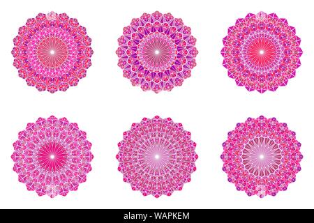 Ornée de mosaïque colorée géométrique triangle mandala set - série résumé vecteur conception graphique ornemental polygonale Illustration de Vecteur