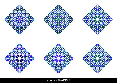 Pétale isolé coloré jeu de symboles carrés diagonaux - squared vecteur conception abstraite ornementale des éléments de formes géométriques Illustration de Vecteur