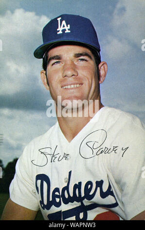 Steve Garvey dans vintage photo souvenir avec les Dodgers de Los Angeles vers les années 1970 Banque D'Images