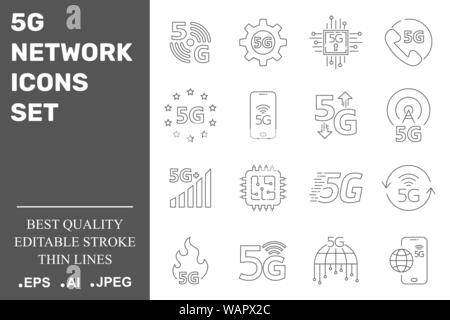5G network icons set. La technologie 5G. Avc. modifiable EPS 10 Illustration de Vecteur