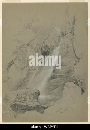 Dessin, Bash-Bish Falls, South Egremont, Massachusetts, le 18 juillet 1859 Banque D'Images