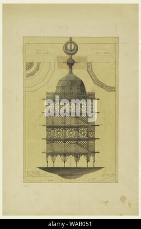 Dessin, lustre en bronze, Kaid Bey mosquée, Le Caire, 1856-66 Banque D'Images