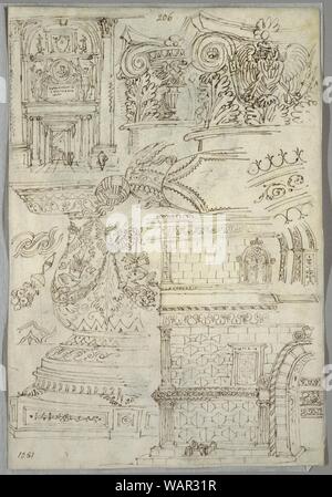 Dessin, étude décorative ; Verso- étude anatomique, 1814-18 Banque D'Images