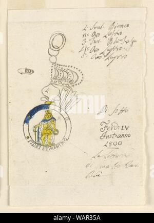 Dessin, conception d'un insigne de l'ordre militaires siciliens, ca. 1820 Banque D'Images