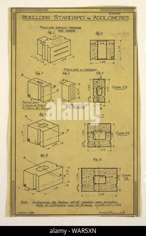 Dessin, conception d'un Mass-Operational Maison conçue par Hector , Détails de Construction, Octobre 1920 Banque D'Images